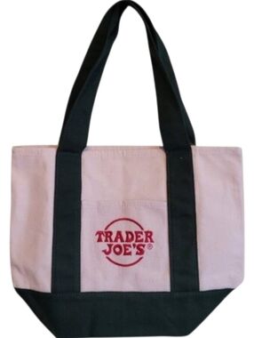 Trader Joe's Mini Canvas Tote Forest Green & White NWT Viral Hard To Find